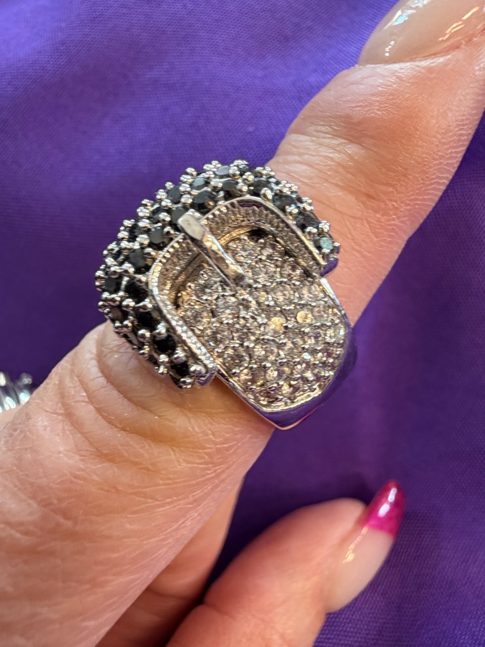Park Lane Black Crystal Buckle Statement Ring Size 8 New